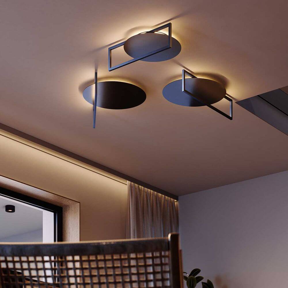 s.luce Artus LED Wandleuchte & Deckenlampe in modernem Design mit runden Lichtquellen an der Decke