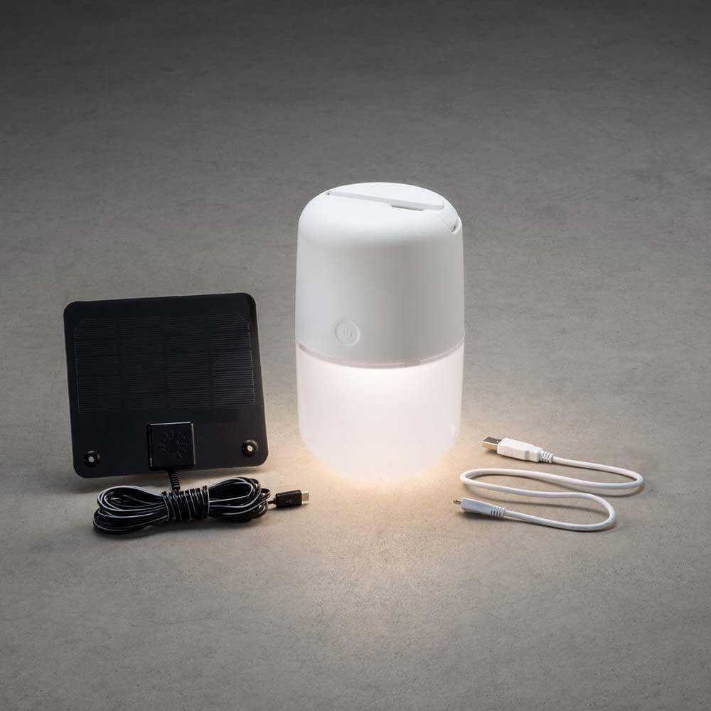 Solar LED Leuchte Assisi zum Hängen oder Hinstellen Weiß mit Ladesolarplatte und Kabel