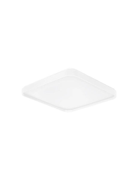 Plafonnier Athos LED 3000K en forme carrée et minimaliste en aluminium blanc sable.