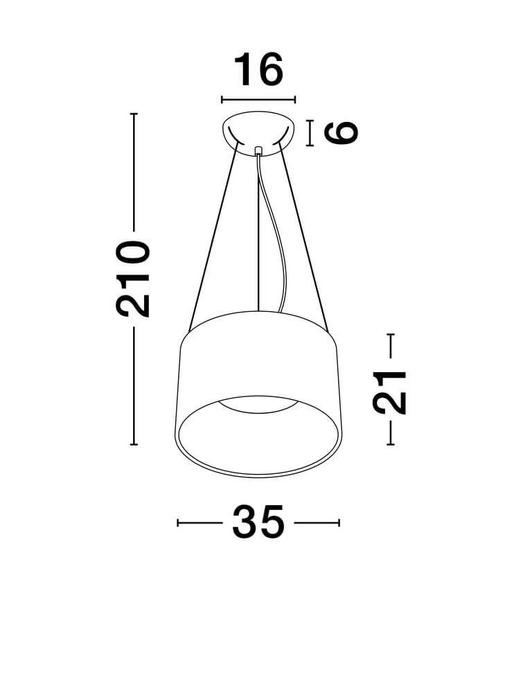 Technische Zeichnung der Atil LED Pendelleuchte 3000K mit Abmessungen für Planung und Montage.