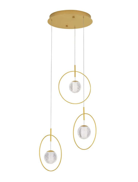 Atos LED hanglamp Ø 40cm 3-lichts goud 3000K
