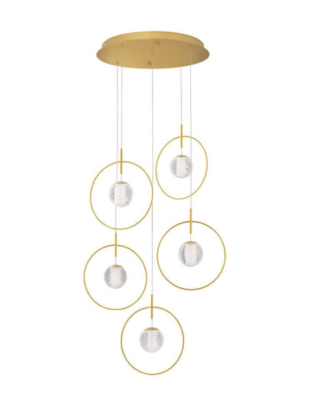 Atos LED-pendellampe Ø 52,5 cm 5-flammig gull 3000K