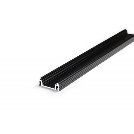 Flad byggeprofil 200cm sort uden afdækning for LED-Strips