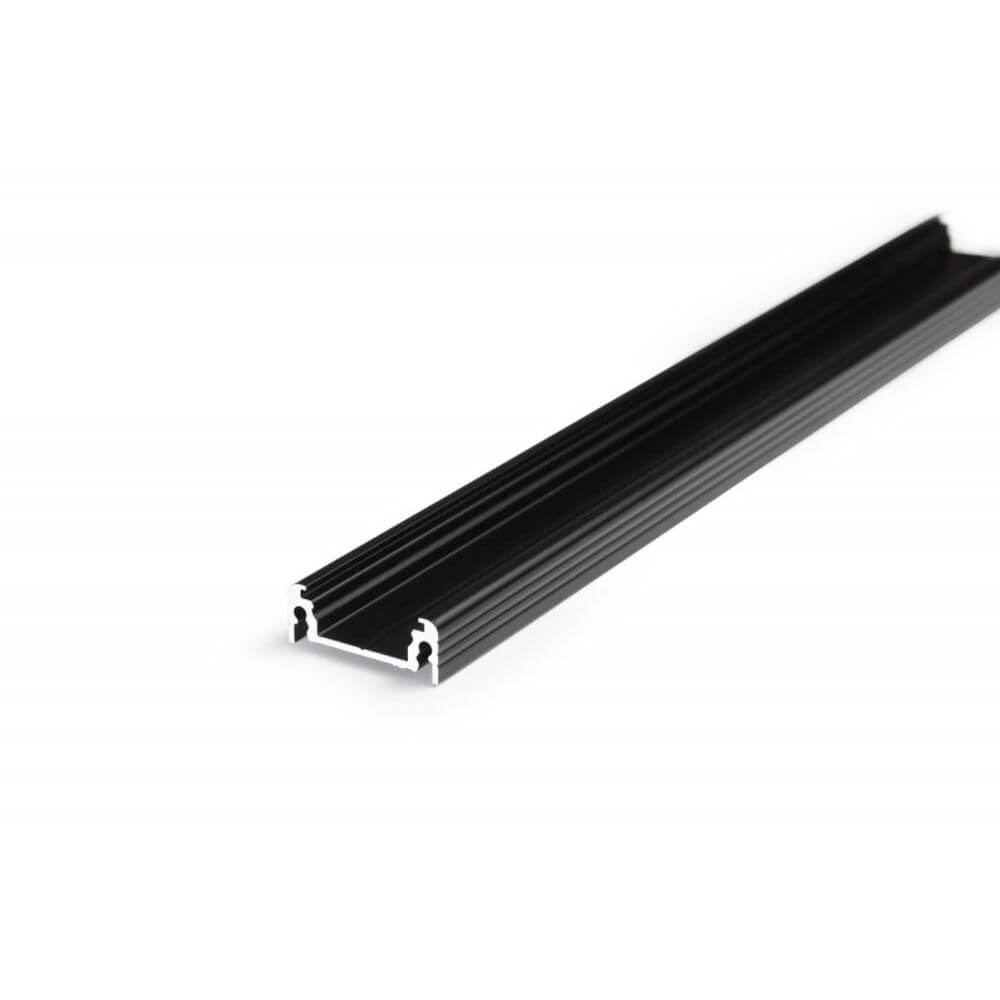 Aufbauprofil flach 200cm Schwarz ohne Abdeckung für LED-Strips