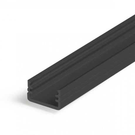 Overfladeprofil mini 200cm sort uden dæksel til LED-Strips - sort alu profil til LED-Installationer.