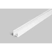 Aufbauprofil tief 200cm Weiß ohne Abdeckung für LED-Strips auf grauem Hintergrund.