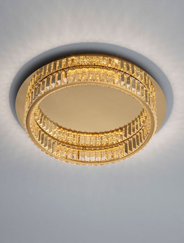 Aurelia LED Deckenleuchte in Gold mit 42,5 cm Durchmesser, elegantes Design, blendfreies Licht.