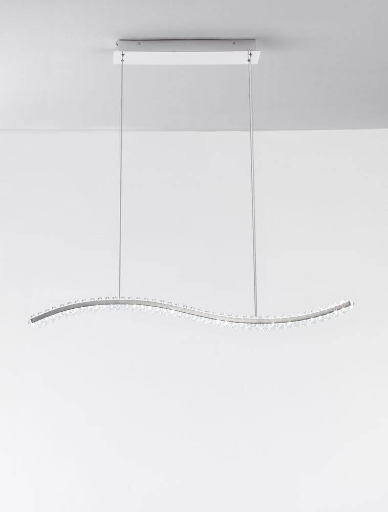 Aurelia LED Pendelleuchte 3500K - modernes Design mit edlen Materialien, filigraner Ring und K5-Kristallen.