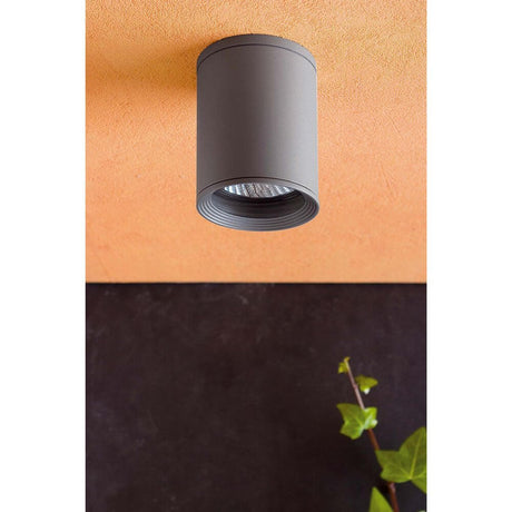Außen-Deckenspot TASA IP44 Dunkelgrau an einer Decke montiert mit modernem Design.