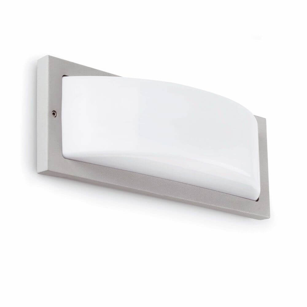 Außen-Wandleuchte MOL-1 IP44 Dunkelgrau in modernem Design mit weißem Leuchtkörper.