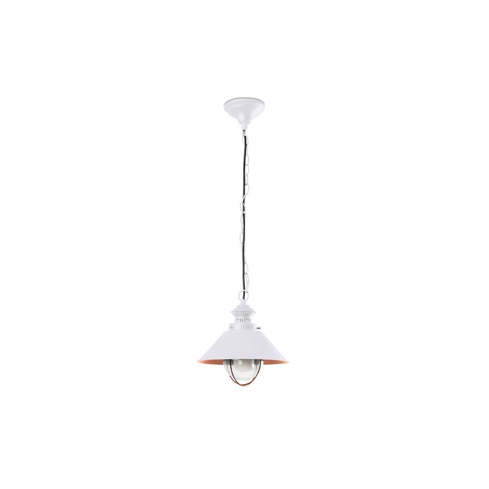 Außenhängelampe NAUTICA-P IP33 Weiß, Kupfer, moderne Lampe für den Außenbereich, elegantes Design.