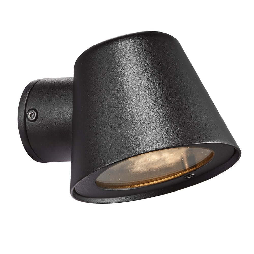Außenwandlampe Aleria IP44 in elegantem Schwarz mit weichem Licht für den Außenbereich.