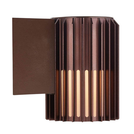 Utendørs vegglampe Aludra Seaside IP54 med skulpturelt design og moderne minimalisme i brun finish.