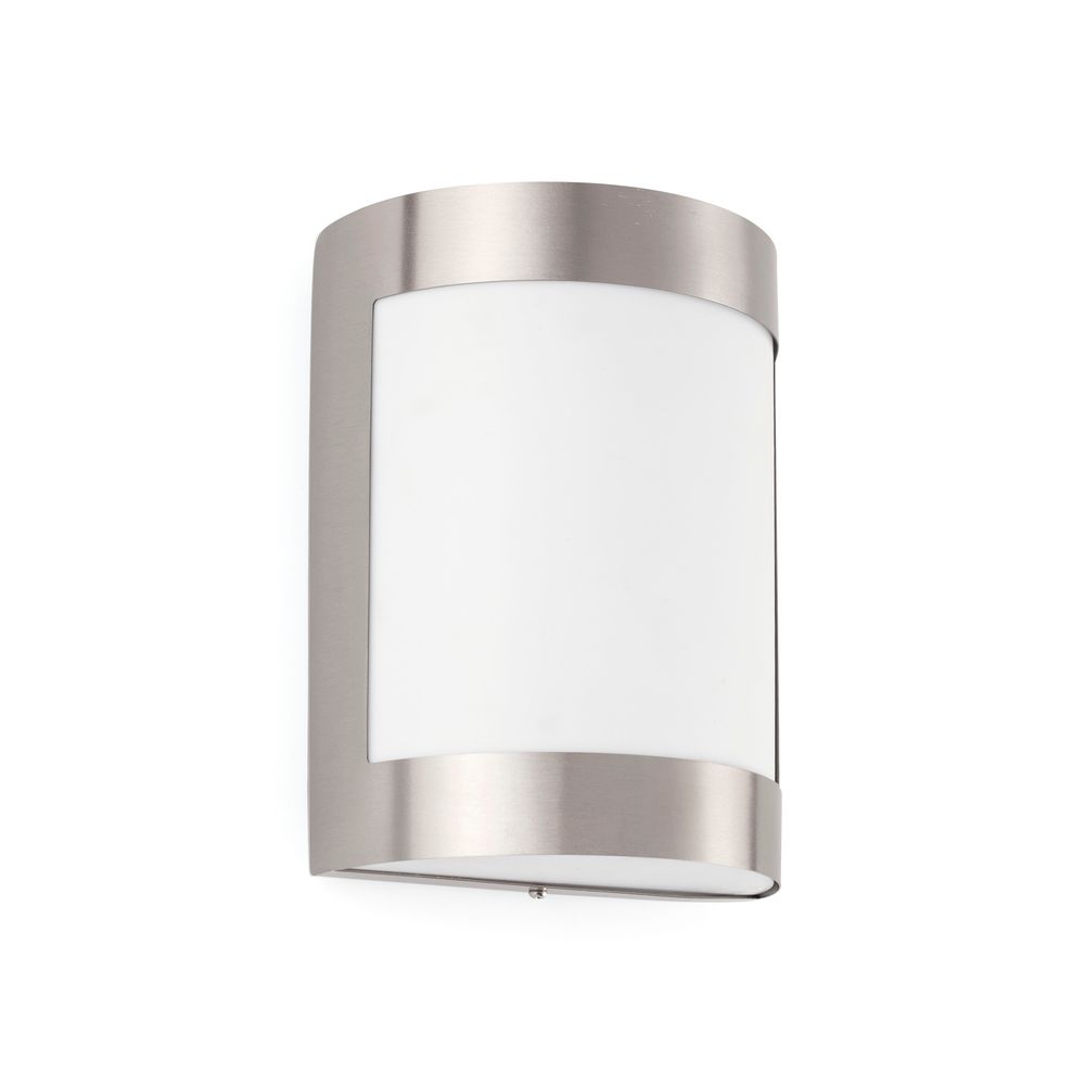 Außenwandlampe CELA-1 IP54 Nickel-Matt in modernem Design mit satinierter Glasscheibe.