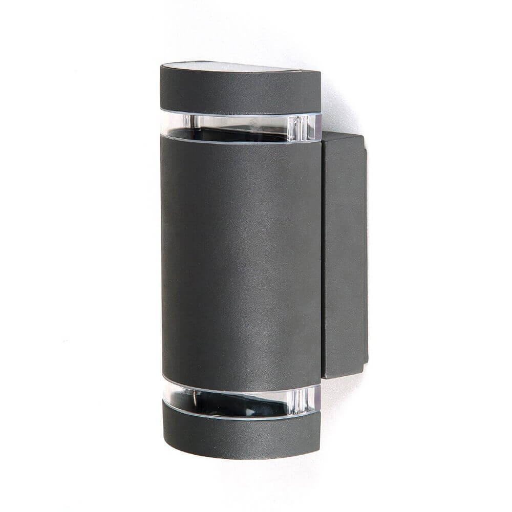 Außenwandlampe Focus IP44 Anthrazit - elegante Wandbeleuchtung aus gebürstetem Metall mit seitlichem Lichtschlitz.