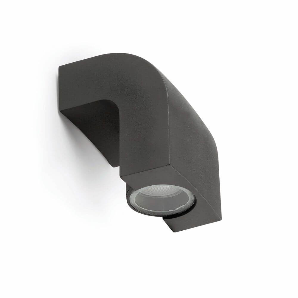 Außenwandlampe KLAMP IP44 Dunkelgrau in modernem Design an der Wand montiert.