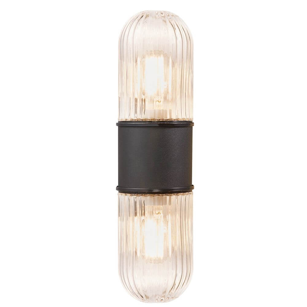 Außenwandlampe Konyo IP54 - elegante Wandbeleuchtung mit Glas und schwarzem Rahmen.