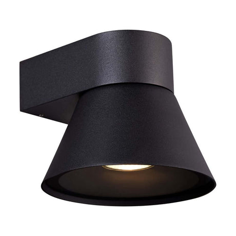 Außenwandlampe Kyklop Cone IP54 in elegantem Schwarz mit konischem Lampenschirm für dekoratives Licht.