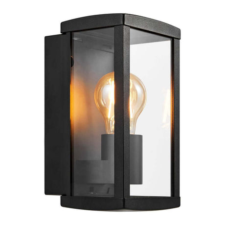 Außenwandlampe Luchy IP44 moderne schwarze Laterne mit Glas und dekorativer Glühbirne