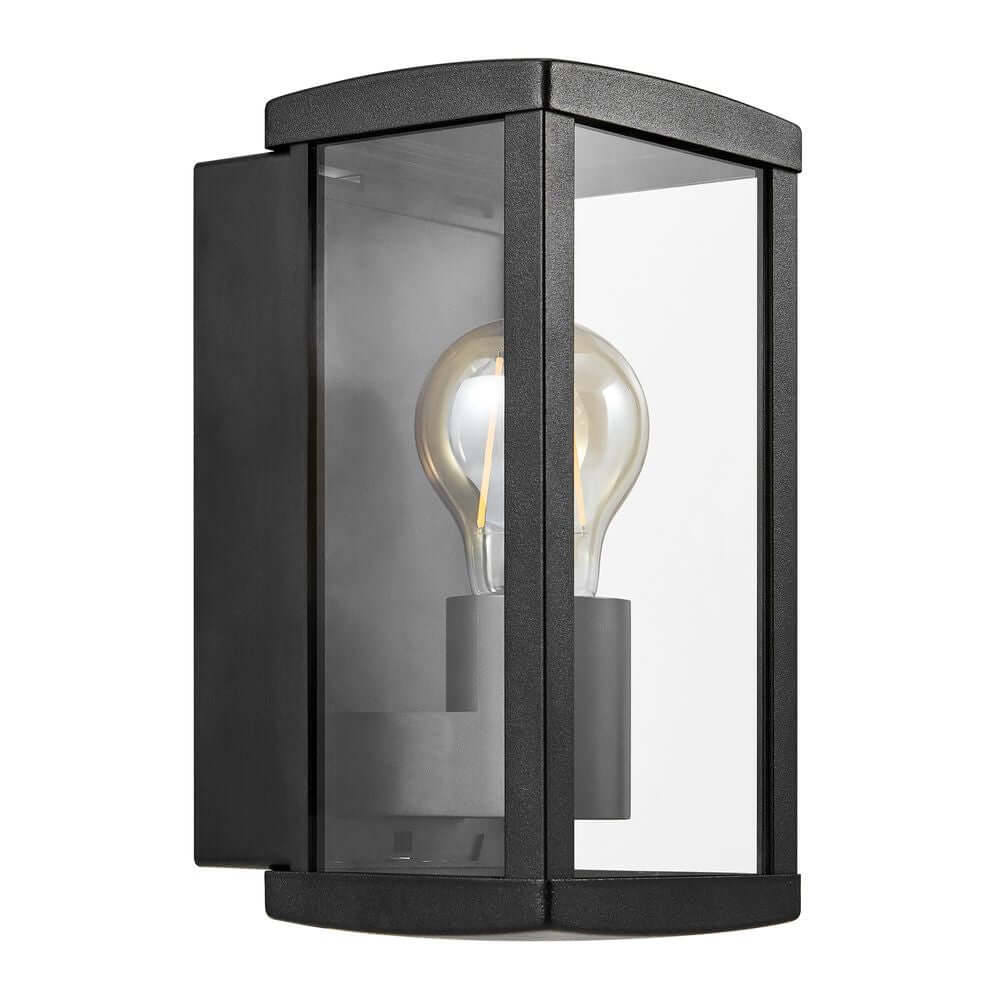 Außenwandlampe Luchy IP44 in modernem Design mit schwarz geframtem Glas.
