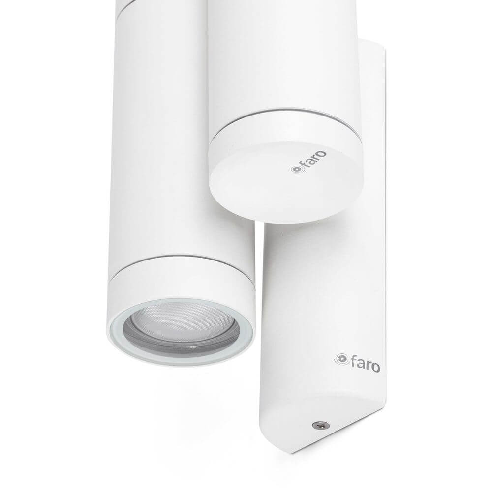 Außenwandlampe STEPS IP44 Weiß, moderne weiße Wandbeleuchtung von Faro im minimalistischen Design.