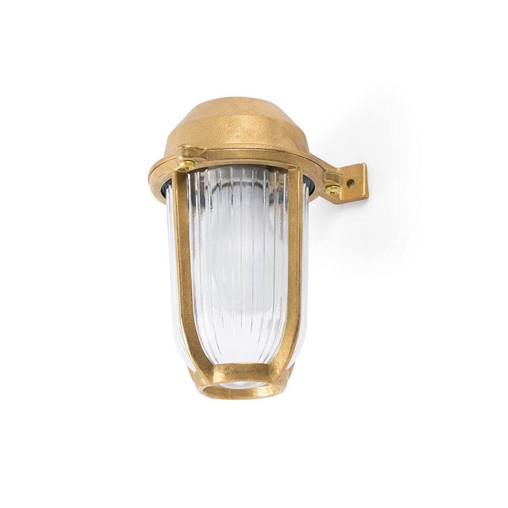 Außenwandleuchte BORDA IP44 Messing maritim Küstenlampe in klassischem Stil mit transparentem Glas.