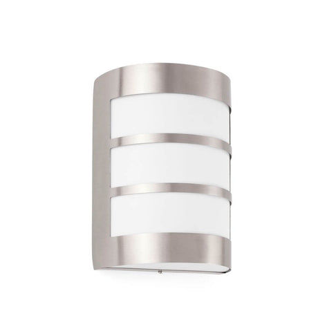 Outdoor wall light CELA-2 IP54 matt nickel with modern design and elegant nickel finish.