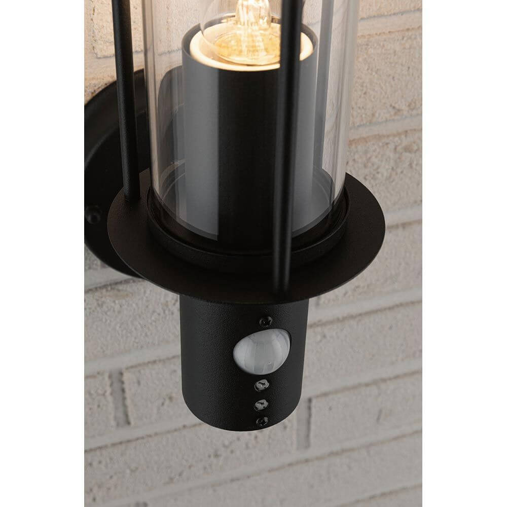 Sensor Außenwandleuchte Classic Dunkelgrau Metall Glas mit Bewegungsmelder und klarem Glasschirm
