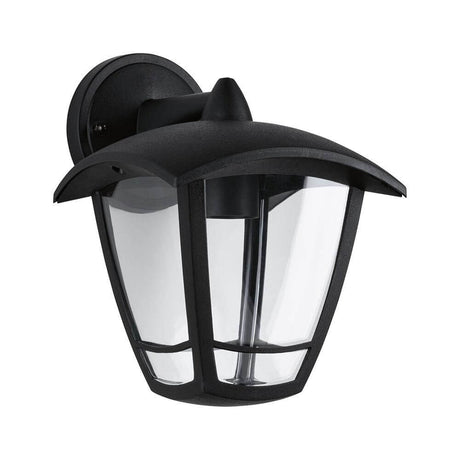 Außenwandleuchte Classic Curved Laterne IP44 in Anthrazit mit klarem Glasschirm für den Außenbereich