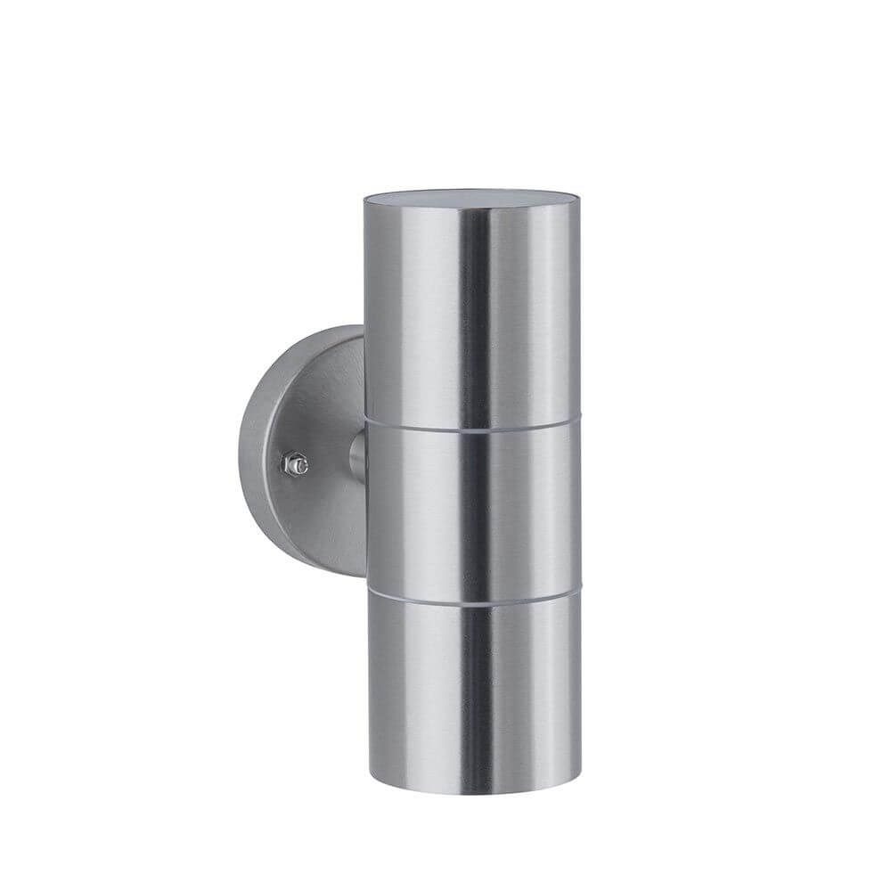 Flame Außenwandleuchte 2-flammig Gebürsteter Edelstahl - moderne Wandlampe in Edelstahloptik für Außenbereich.