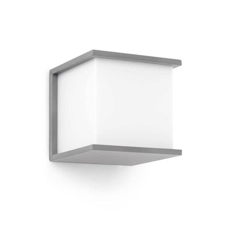Außenwandleuchte KUBICK IP44 Grau, moderne Wandlampe in grau mit quadratischem Design, ideal für Außenbereich.