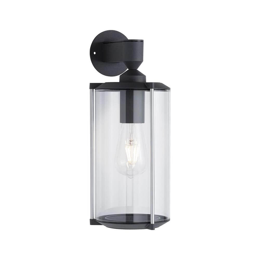 Außenwandleuchte Klassik Ø 16cm Glas Grau mit klarem Glasschirm und anthrazitfarbenem Gerüst