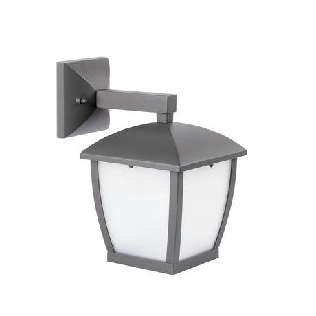 Outdoor wall light MINI WILMA IP44 dark grey mounted on a wall, modern design, grey finish.
