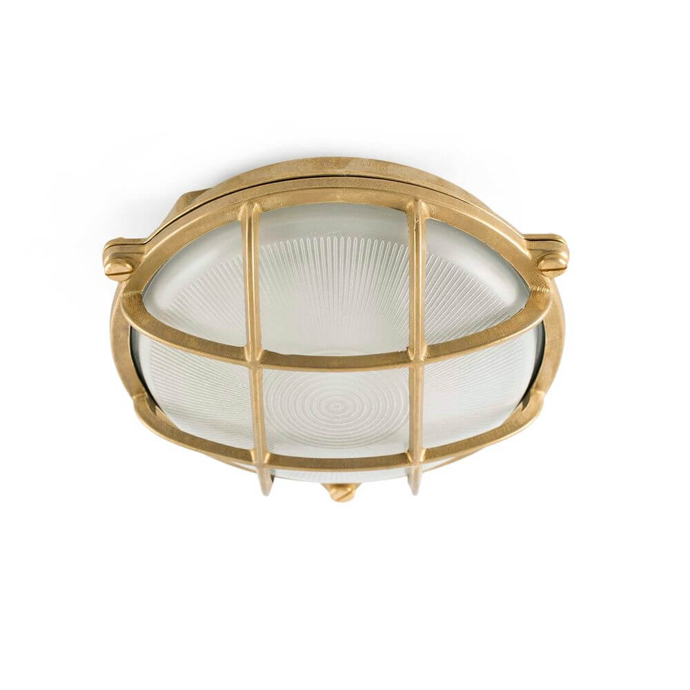 Außenwandleuchte Deckenlampe NORAY IP65 Messing maritim, stilvolle Messing-Leuchte mit Glasabdeckung