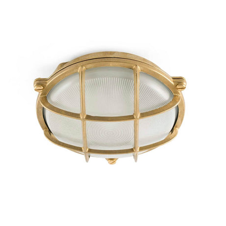 Outdoor wall light ceiling light NORAY IP65 brass nautical, stylish brass light with glass cover