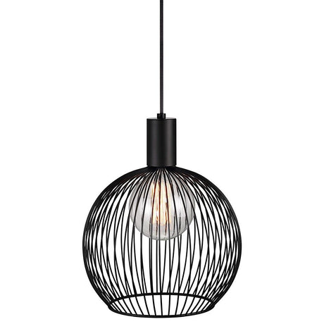 Aver 30 Gitter-Pendelleuchte Ø 30cm Schwarz mit sichtbarer Birne und modernem Design aus Metall.