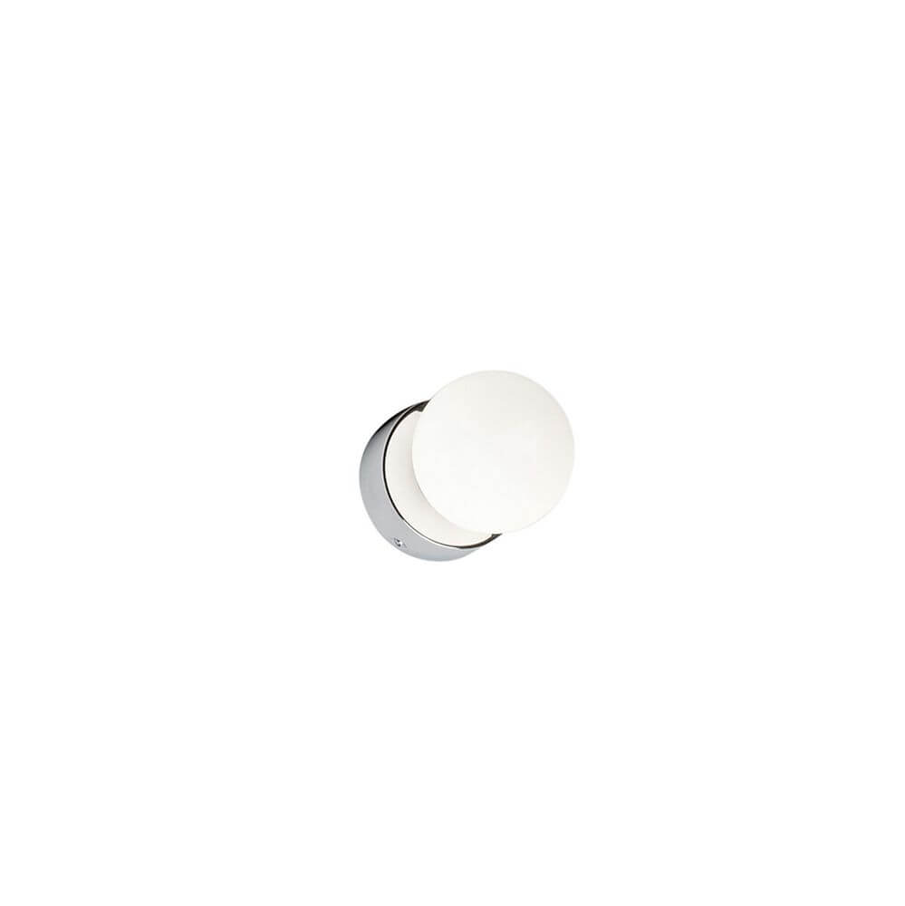 Azos Spiegel Wandleuchte Ø 10cm in Chrom und Weiß für das Bad mit IP44 Schutzklasse, moderne Lichtkugel.