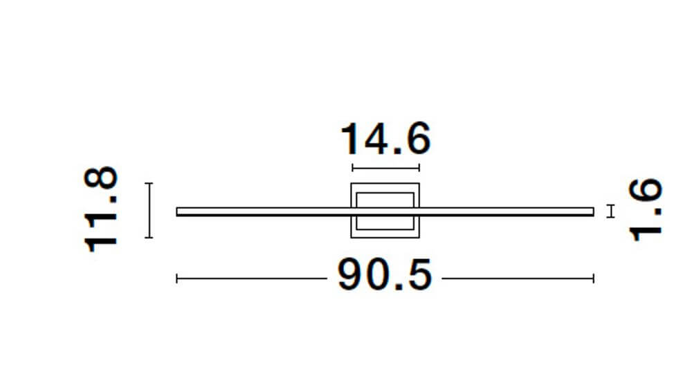 Technische Zeichnung der Azure LED Wandleuchte 3000K Schwarz mit Maßen.