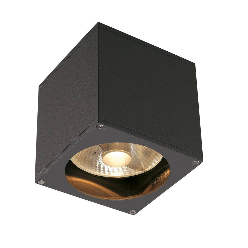 BIG THEO WALL OUT Wandleuchte eckig anthrazit ES111 max. 75W - stilvolle Außenbeleuchtung aus Aluminium und Glas.