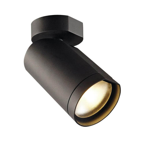 BILAS Spot Single 25° LED round matte black 15W 2700K with rosette, elegant wall and ceiling light