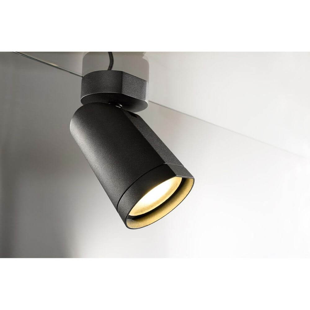 BILAS Spot Single 25° LED rund matt Schwarz 15W 2700K mit Rosette, elegante Wand- und Deckenleuchte