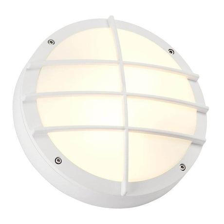 BULAN GRID Wandleuchte rund Weiß E27 max. 2x25W, runde IP44 Außenleuchte mit Gitter