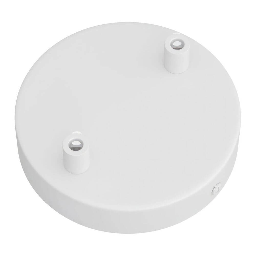 Baldachin 2-fach Ø 12cm in Weiß mit zwei Löchern für die Montage von Doppel-Lichtquellen an Wand oder Decke.