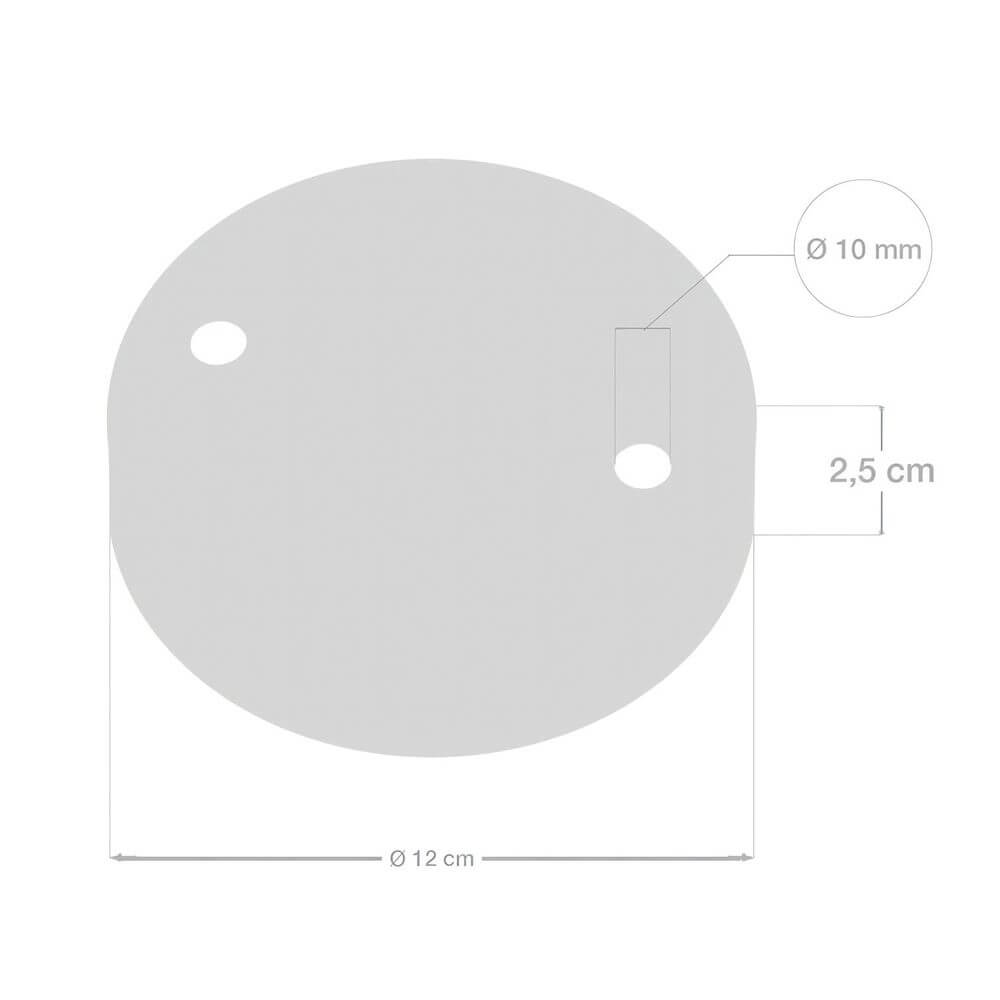 Baldachin 2-fach Ø 12cm, metallene Montageplatte mit 2 Löchern für Wand- oder Deckenanbringung.