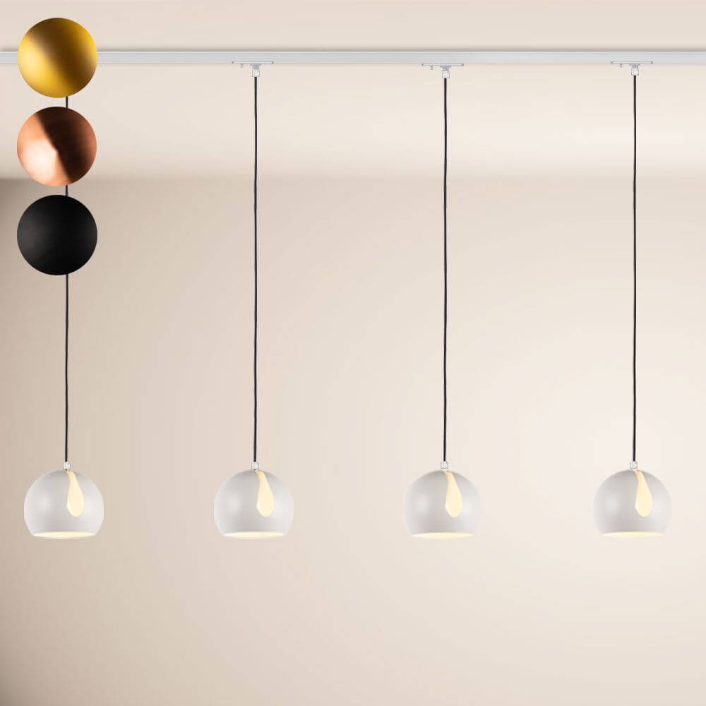 s.luce Ball Esszimmerlampe mit drei Pendelleuchten in modernem Design, ideal für Esszimmer und Kücheninseln.