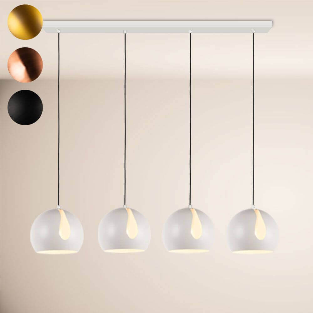 s.luce Ball Esstisch-Hängelampe mit 4 runden Leuchten in modernem Design und eleganten Farben. Ideal für Ess- und Wohnzimmertische.