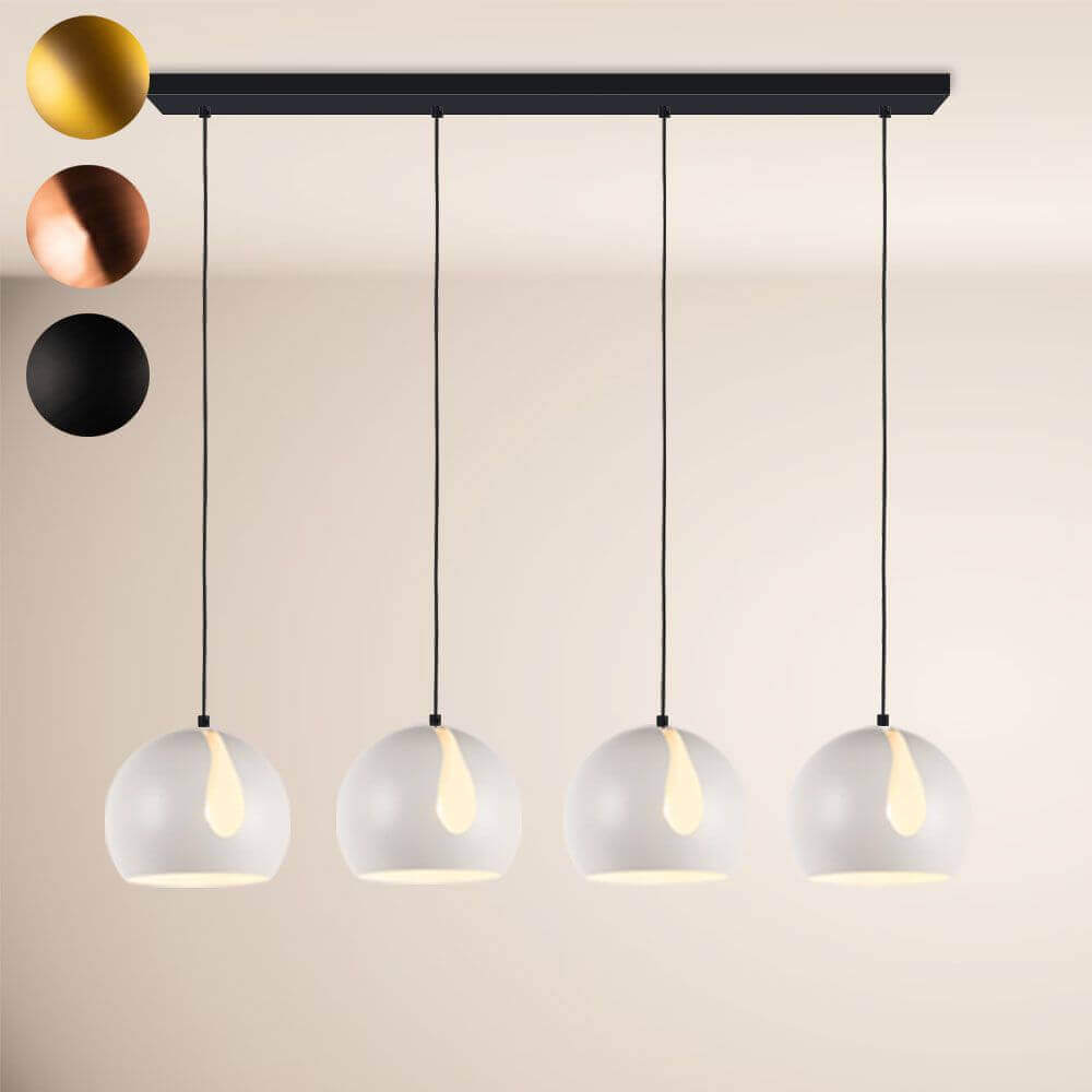 s.luce Ball Pendelleuchte mit vier Glaskugeln in modernem Design, ideal für Esstisch oder Wohnzimmer.