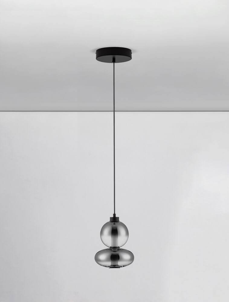 Bally LED Pendelleuchte Ø 20cm 2-flammig in stilvollem Design mit getöntem Glas und Metall, perfekt für moderne Räume.