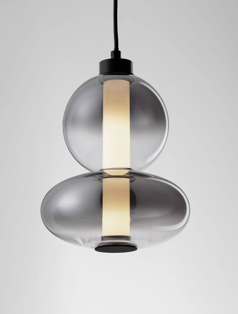Bally LED Pendelleuchte Ø 20cm 2-flammig mit getöntem Glas und hochwertigem Metall.