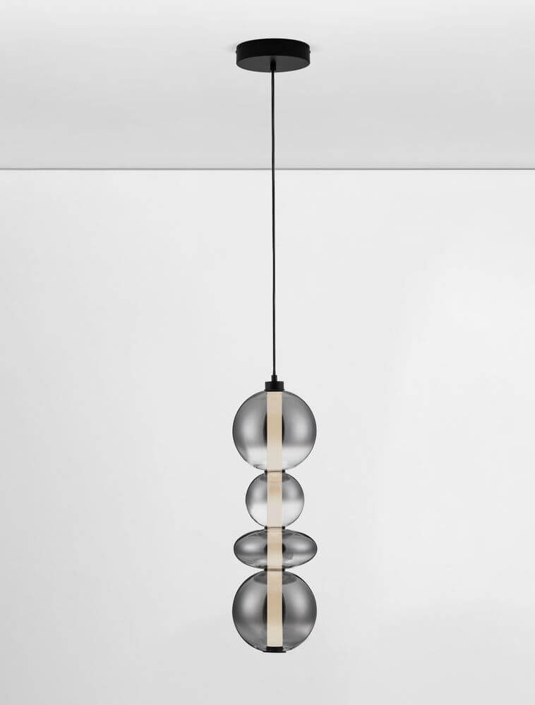 Bally LED Pendelleuchte Ø 20cm 4-flammig – dreifach getöntes Glas, verticaler LED-Kern, Metallaufhängung, ideal für Küche, Wohnzimmer oder Schlafzimmer